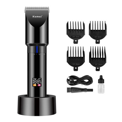KEMEI Black Hair Clippers for Men，Adjustable Blade Cordless Clipper Professional Barber Clippers