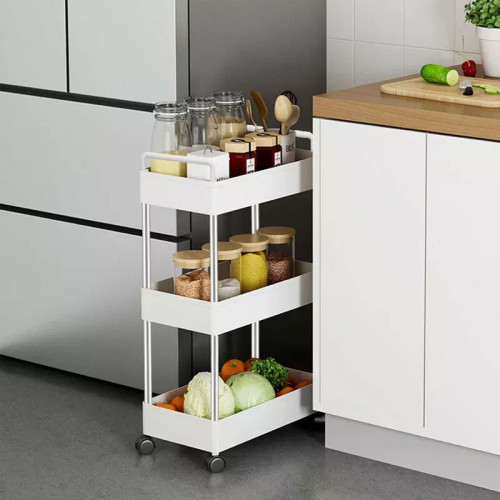 3-Tier Slim Mobile Shelving Unit Rolling...