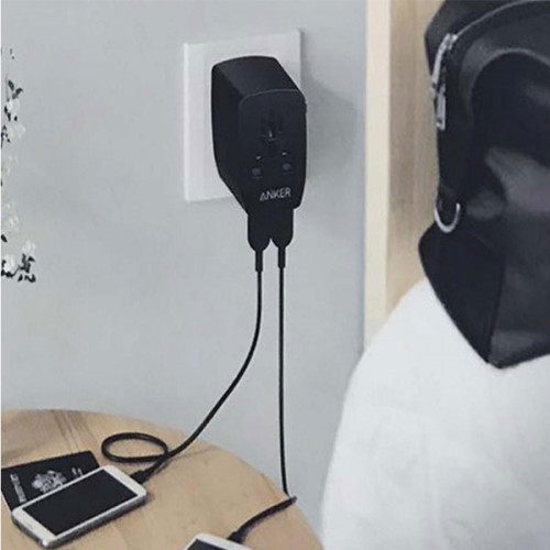 Anker Universal Travel Adapter with 4 USB Ports - Black