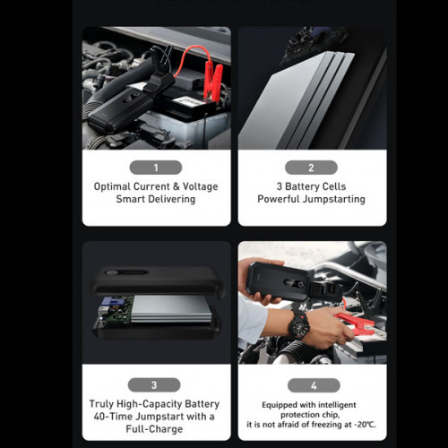 Baseus Car Jump Starter Power Bank 10000mAh Portable Car Battery Starter 12V Auto Starting Device 1000A Car Emergency Starter