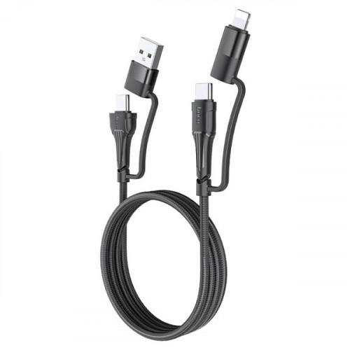 Hoco U101 4 in 1 Aluminum alloy connectors and nylon braid, support 60W / 20W output Cable