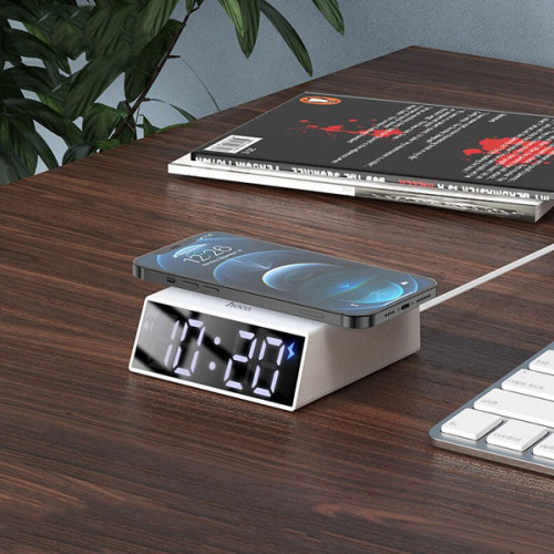    Hoco LED Desktop Alarm Clock with Wireless Charger