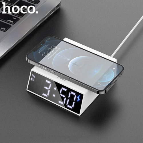    Hoco LED Desktop Alarm Clock with Wireless Charger