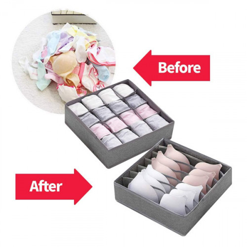 Foldable Fabric Cloth Organizer Storage Baskets Bins Containers - Gray