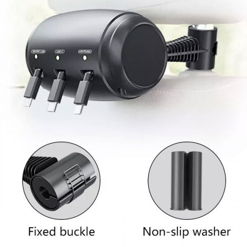 Car Retractable Cord 3 in 1 Power Charging Station for Backseat Passengers