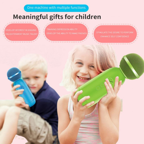 Mini Rechargeable Wireless Bluetooth Kids Microphone Speaker - Pink