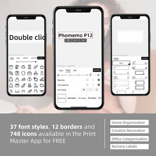 Phomemo-P12 Portable Bluetooth Mini Label Maker Printer