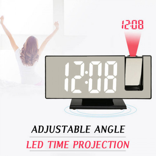 LED Digital Smart Alarm Clock Watch Table Electronic Desktop Clocks USB Wake Up Clock with 180° Time Projector Snooze
