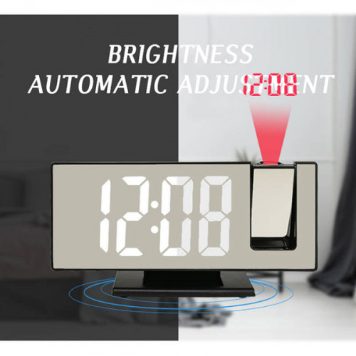 LED Digital Smart Alarm Clock Watch Table Electronic Desktop Clocks USB Wake Up Clock with 180° Time Projector Snooze