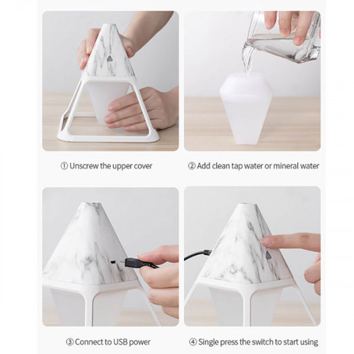 Air Humidifier Table Mist Purifier with Lamp Light - White