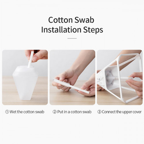 Air Humidifier Table Mist Purifier with Lamp Light - White