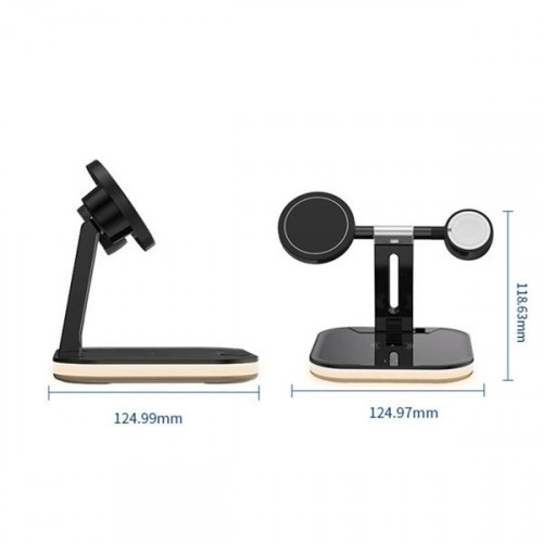 4 in 1 Foldable 25W Fast Charging Magnetic Wireless Charger for Airpods , Apple Watch and iPhone with Night Lamp