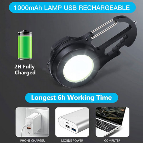 6 in 1 Multifunction Led Keychain 1200 Lumens Flashlight