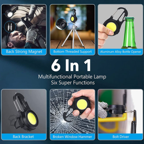 6 in 1 Multifunction Led Keychain 1200 Lumens Flashlight