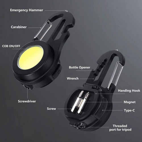 6 in 1 Multifunction Led Keychain 1200 Lumens Flashlight