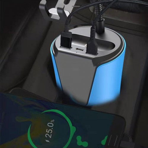 Car cup Holder Wireless Charger Mount with 2 USB and Type-C nd Airpods Charger a 15W