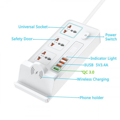 Wireless Smart 3 Power Plug , 4 USB Exte...
