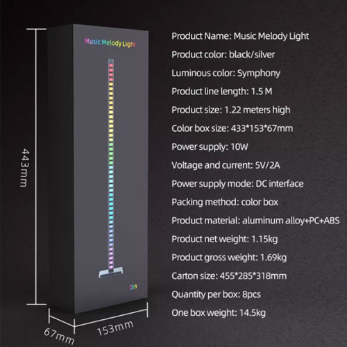 Modern Decorative Portable Music Melody Light with Remote Controlled 122 CM Modern Decorative Portable Music Melody Light with Remote Controlled 122 CM