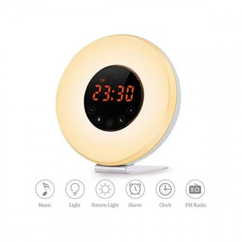 Alarm clocks with 7 different colors light, 5 natural sounds and FM radio