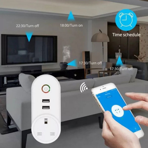 Smart WiFi  Plug Socket With 2 USB Ports and App Control