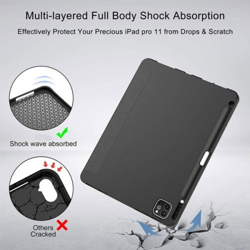 Soft Flexible Smart Case with Pencil Holder for iPad Pro 11 inch 2021 3rd Gen - Black