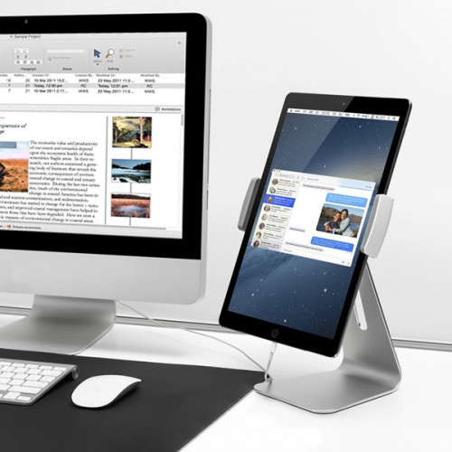 UPERGO AP-7S Aluminum Alloy Height Adjustable Tablet Stand/Holder For upto 13" iPad And Tablet - Silver