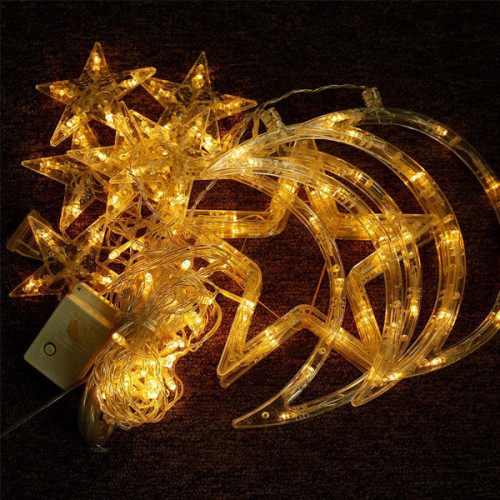 LED Star Curtain Moon Fairy String Lights - 3.5 M