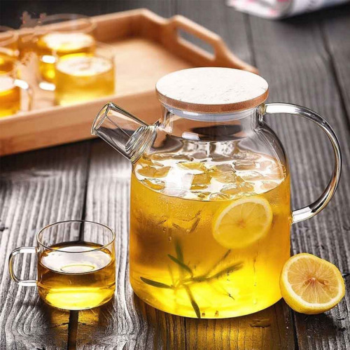 Heat Resistant Glass Tea set Flower Tea Kettle Large Clear Glass - 1.8L