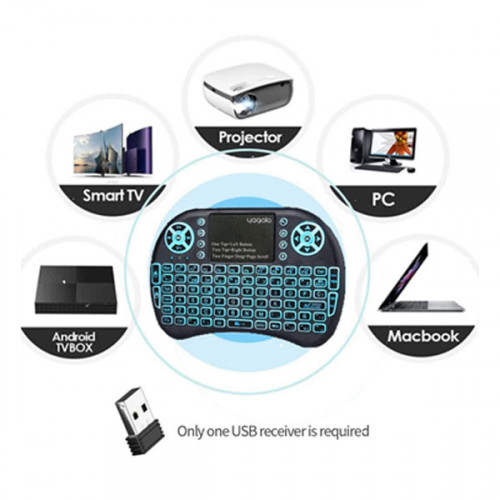 Mini Keyboard Touchpad Mouse, Mini Wireless Keyboard with Touchpad and Multimedia Keys  , Backlit 7 Colors ( Arabic , English )