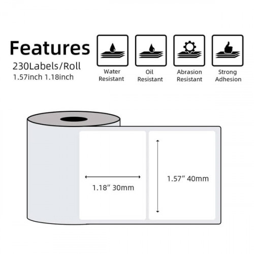 Phomemo Printer Thermal Labels - White ( 40mm x 30mm ) 230 Stickers
