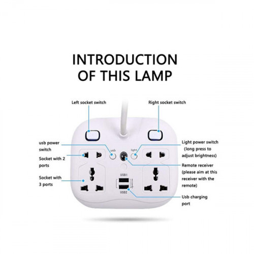 2 Power Plug and 2 USB with Lamp Extension