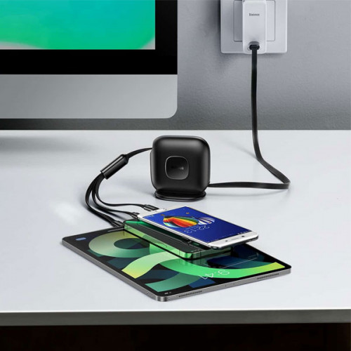 Baseus Traction Series Retractable 3-in-1 Fast Charging Cable Desktop Organizer Type-C to M+L+C 100W 1.7m