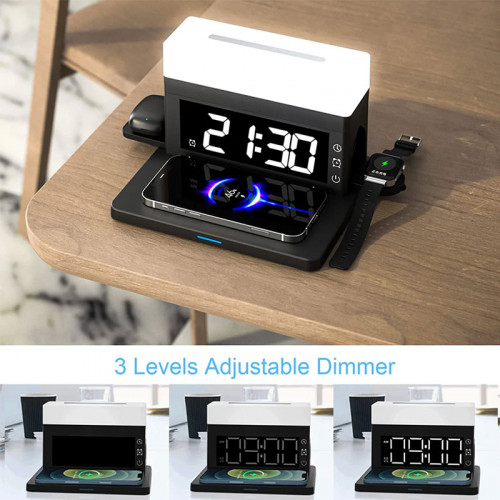 6 in 1 Wireless Charging Station with LED Light and Clock