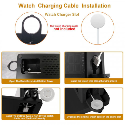 6 in 1 Wireless Charging Station with LED Light and Clock