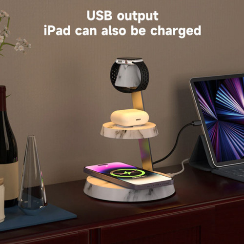 5 in 1 Wireless Charger Charging Dock Station with 3 Stage Light