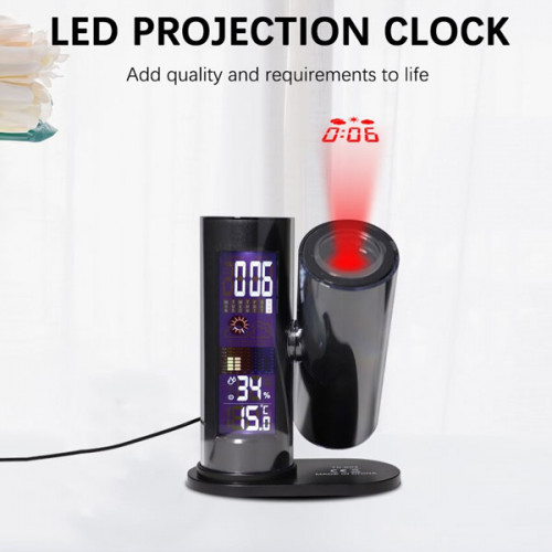 Digital Alarm Clock LED Projection Desktop Projector Time