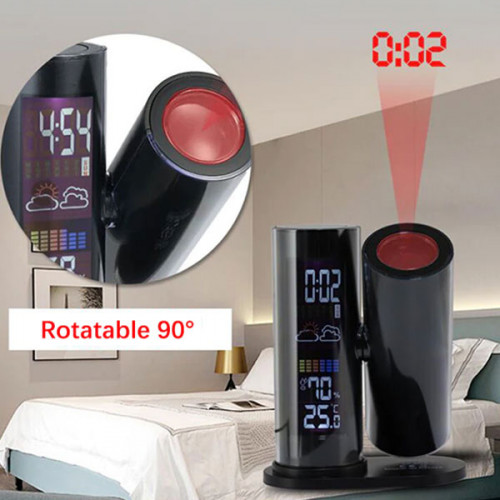 Digital Alarm Clock LED Projection Desktop Projector Time