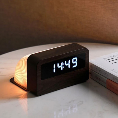 Wooden Clock Time Light Desktop Flip Fol...