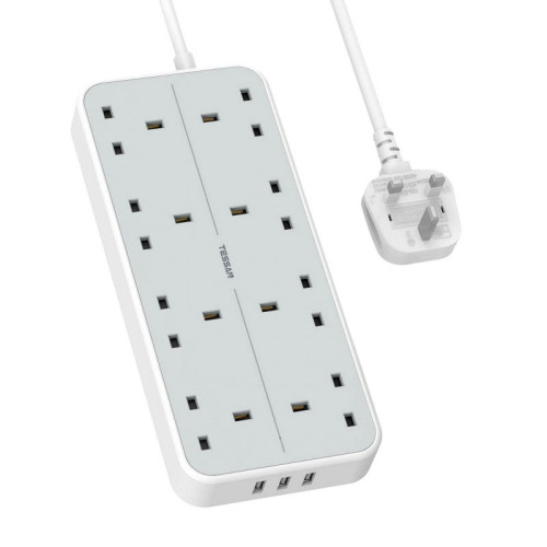 TESSAN 8 Way Multi Plug Extension with 3...