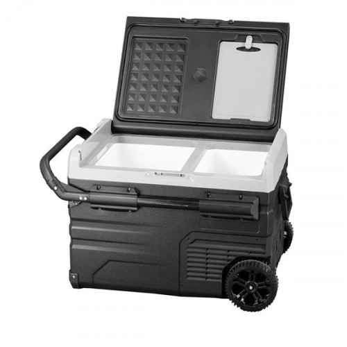 Alpicool TWW35 35L Dual Temperature Control Portable Compact Solar Camping Refrigerator, Fridge With App Control, Smooth Wheels, Cutting Board & LED Display Panel (No Battery) - Black