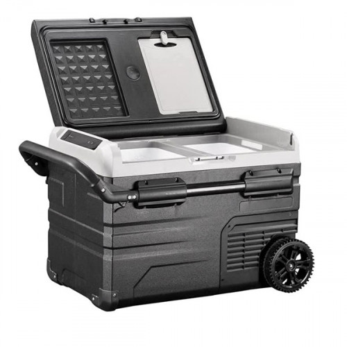 Alpicool TWW35 35L Dual Temperature Control Portable Compact Solar Camping Refrigerator, Fridge With App Control, Smooth Wheels, Cutting Board & LED Display Panel (No Battery) - Black