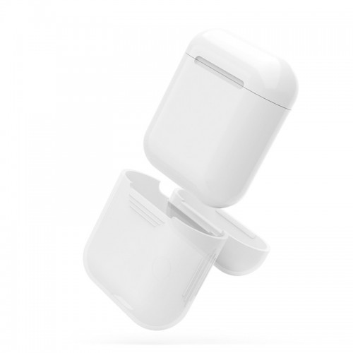 Apple AirPods Silicone Protective Case + Strap - White