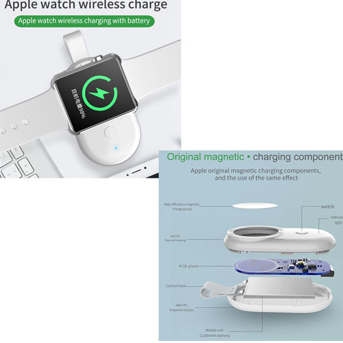 Qi Wireless Charger Power Bank For Apple Watch 1100 mAh