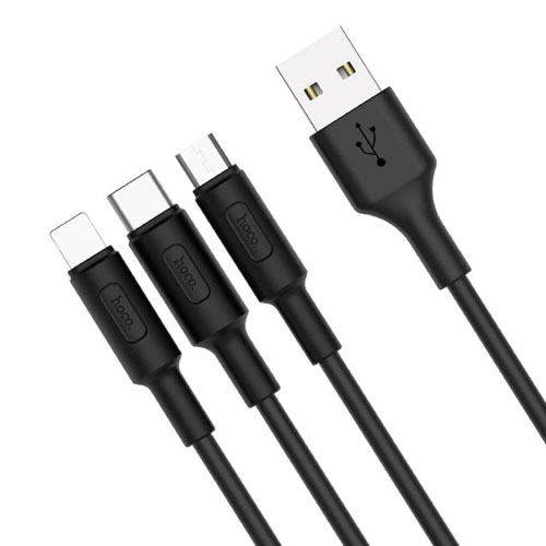 HOCO 3 in 1 Cable For Lightning , Type-C and USB Devices 