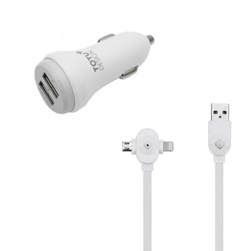 Totu Design 2 USB Car Charger with 2 in ...