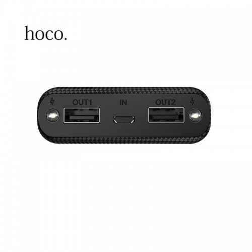 HOCO MIGE Mini 10000 mAh External Power Bank with 2 USB & LED Light For All Smart Phones & Tablet - Black