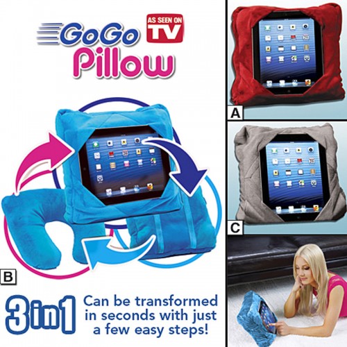 Gogo Pillow - 3-in-1 Travel Pillow, Neck Pillow, Tablet Holder - Blue