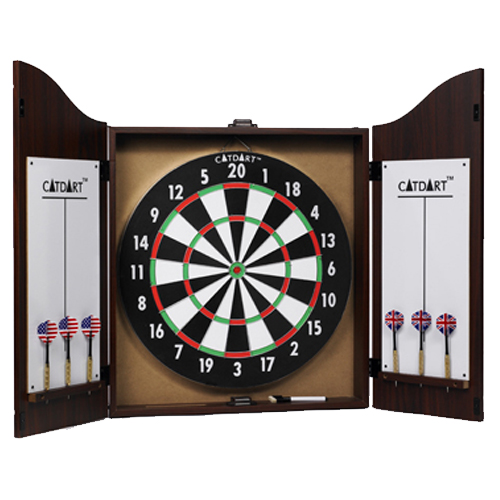 King's Head Wooden Dartboard Cabinet Set