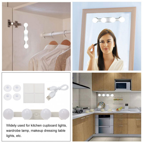 Professional Portable Makeup Light with 4 LED Bulbs for Bathroom Dressing Room Vanity Table