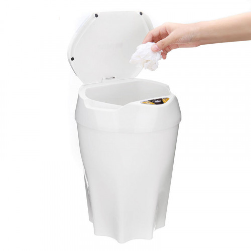 Automatic 9L Touchless Infrared Sensor Round Plastic Trash Can Waste Bin Dust Bin for Home Office - Blue